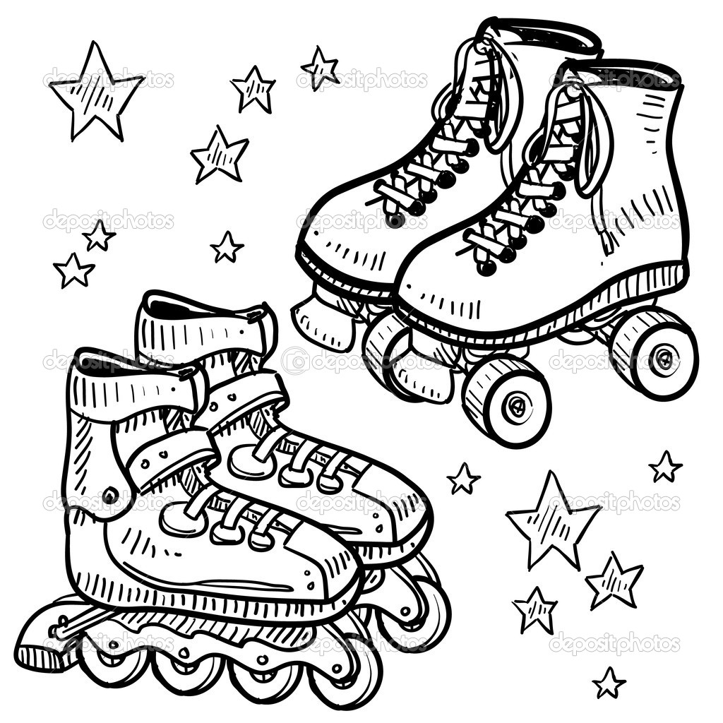 Rollerskates And Rollerblades Sketch   Stock Vector   Lhfgraphics