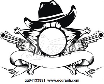 Sheriffs Star Hat And Revolvers  Clipart Illustrations Gg64133891