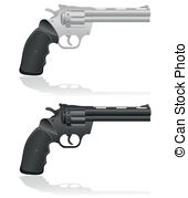 Silver And Black Revolvers Vector Illustration Isolated On