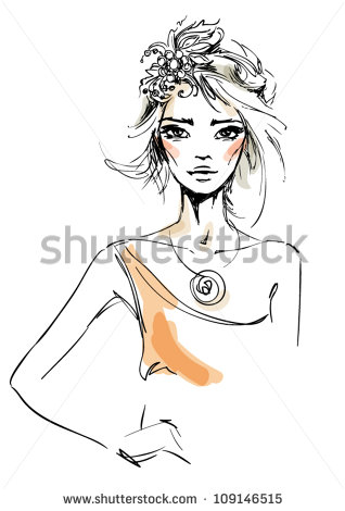 Sketch Of The Woman With Jewelry Stock Vector Illustration 109146515