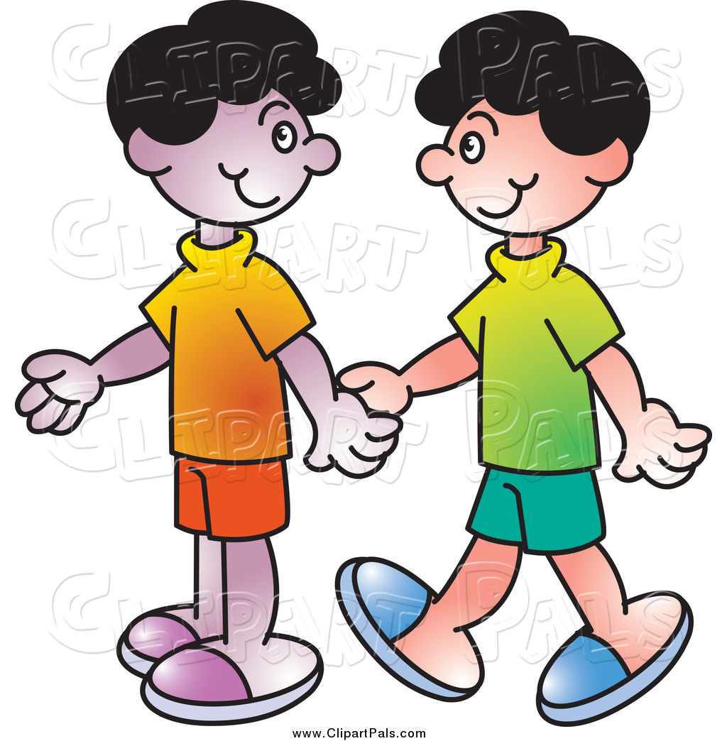 Two Boys Walking Holding Hands
