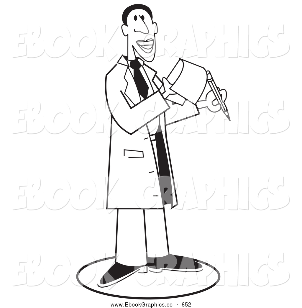 Vector Graphic Of A Professional Male Doctor Holding A Pencil And A    