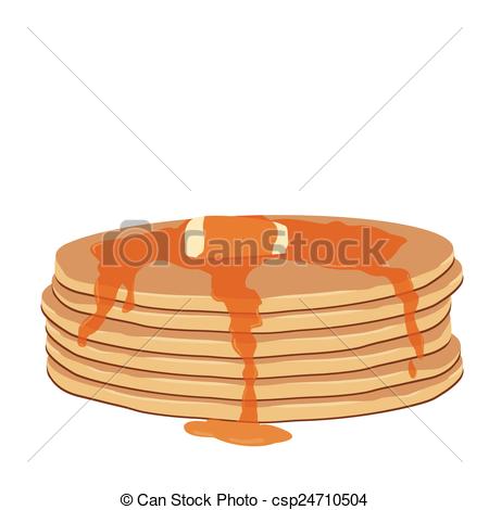 Vector   Pancakes With Maple Syrup And Butter   Stock Illustration