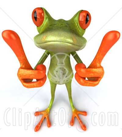 43934 Clipart Illustration Of A Cute 3d Green Tree Frog Giving Two
