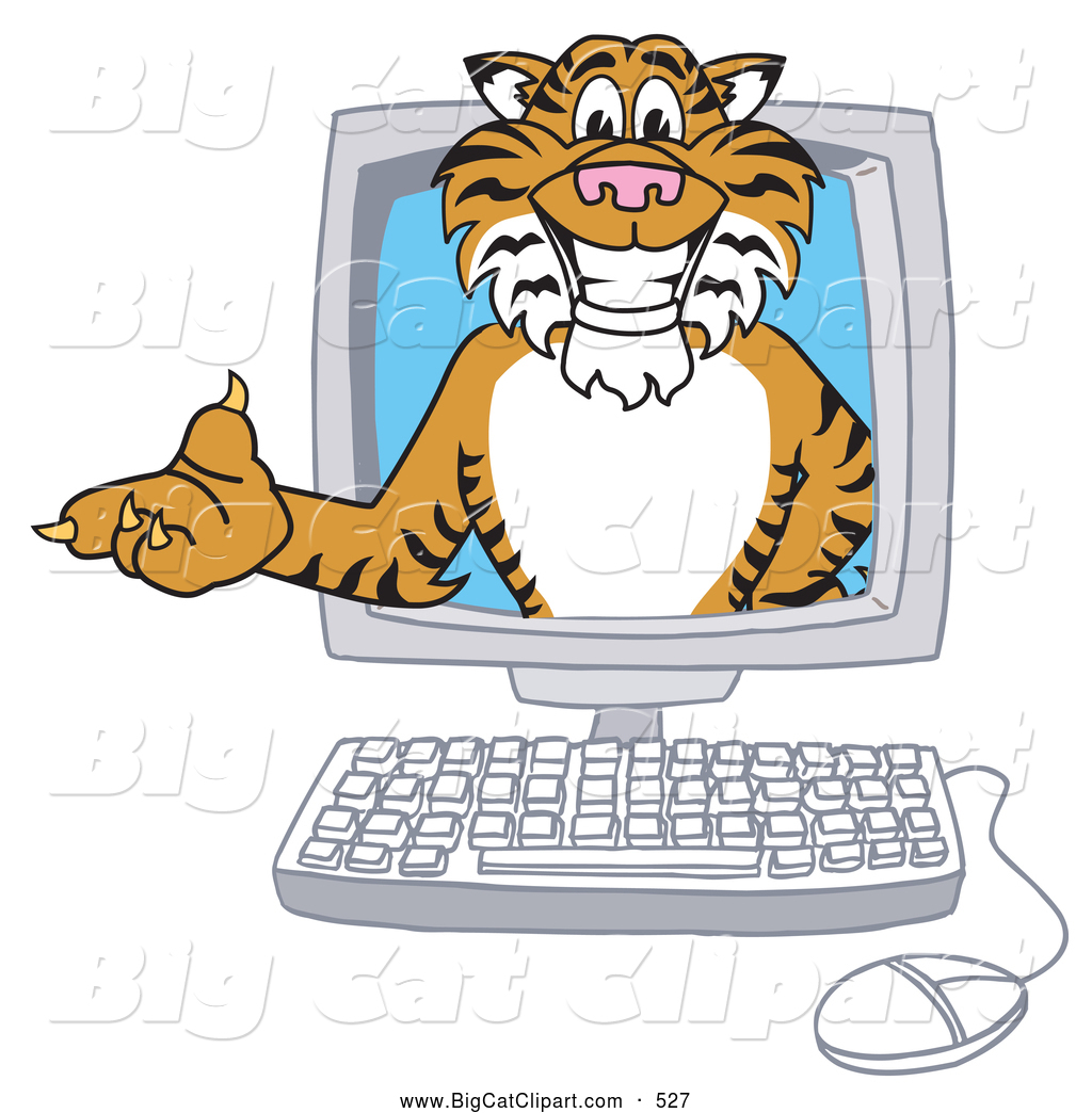 Big Cat Cartoon Vector Clipart Of A Cheerful Tiger Character School