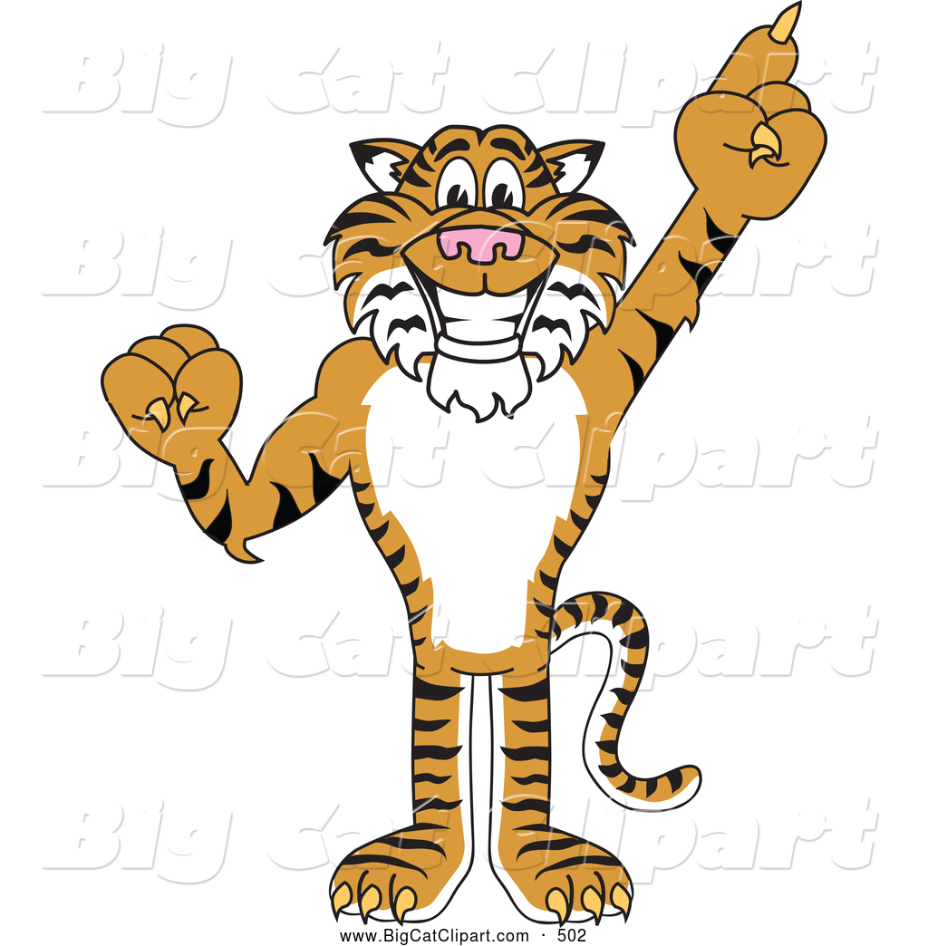 Big Cat Cartoon Vector Clipart Of A Cheerful Tiger Character School    