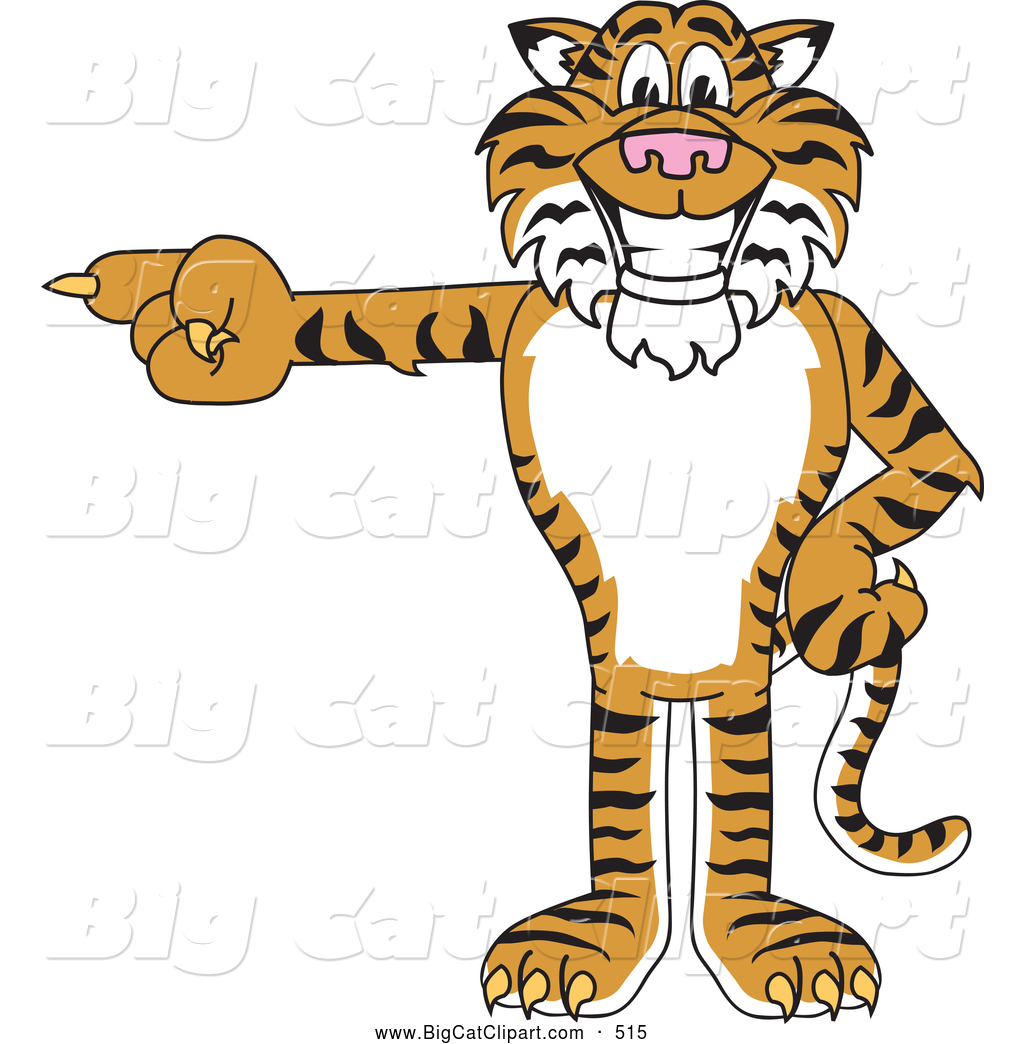 Big Cat Cartoon Vector Clipart Of A Grinning Tiger Character School    