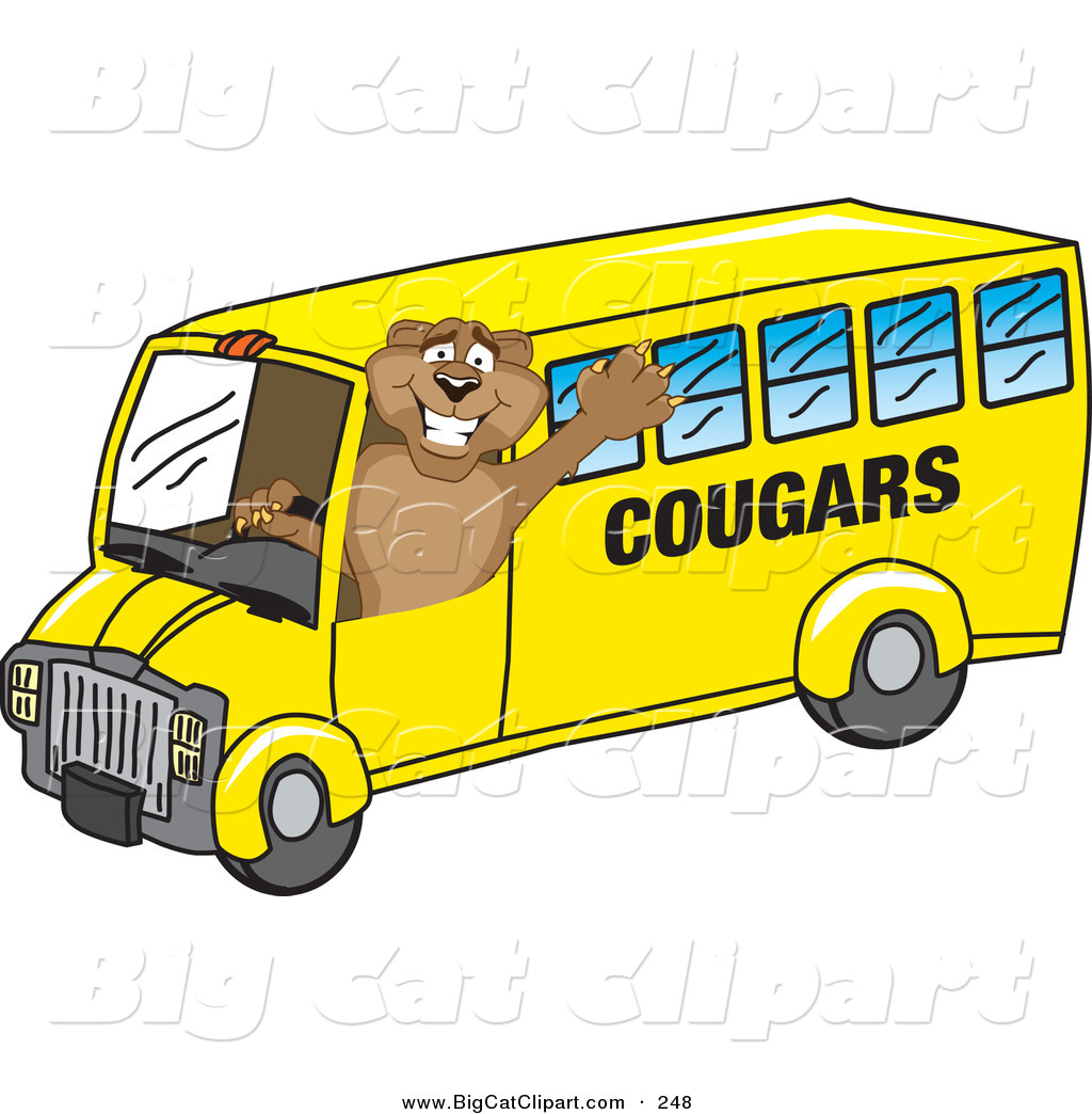 Big Cat Cartoon Vector Clipart Of A Happy Cougar Mascot Character    