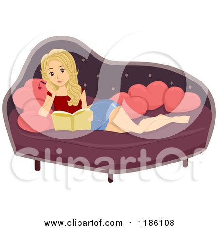 Blond Woman Resting On A Sofa And Writing In A Journal By Bnp Design