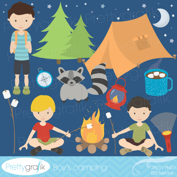 Boys Camping Clipart Camping Clipart For Scrapbooking Commercial Use