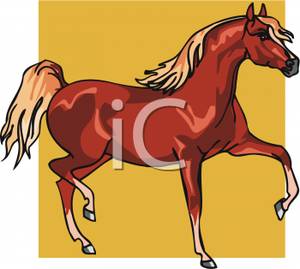 Cartoon Of A Horse Prancing   Royalty Free Clipart Picture
