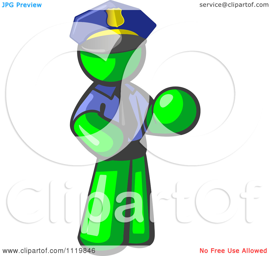 Cartoon Of A Lime Green Man Police Officer   Royalty Free Vector    