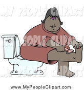 Clip Art Of A Chubby African American Woman In A Pink Robe Sitting On