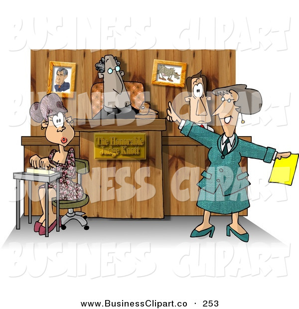 Clip Art Of A Judge Witness Stenographer And Lawyer Standing In A