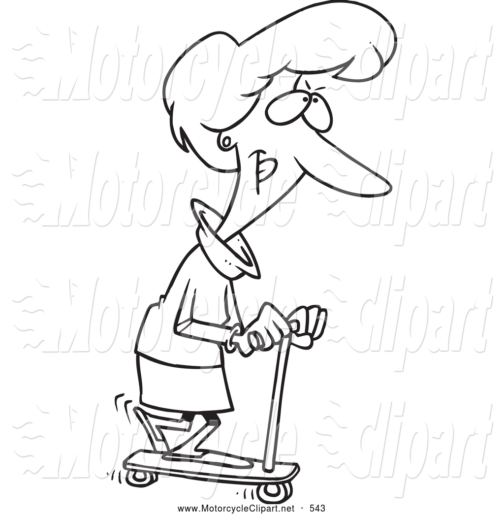 Clipart Of A Cartoon Woman Riding A Scooter By Ron Leishman