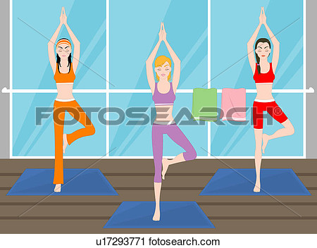 Clipart Of Women Exercising In A Fitness Club  U17293771   Search Clip