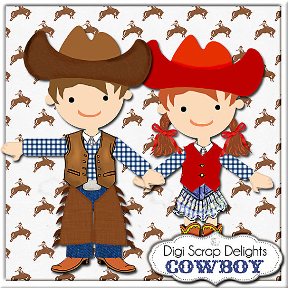 Cowboy Clip Art Cowboy Digital Papers Scrapbooking Kits With Cowgirl