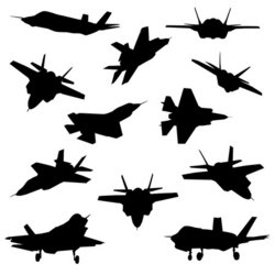 Fighter Aircraft Silhouettes Stock Vector