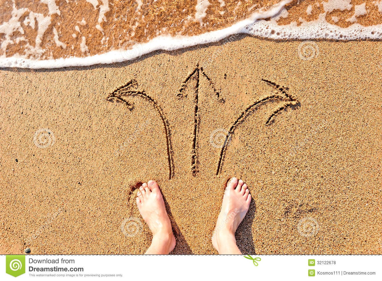Men S Bare Feet In Sand And Arrows Royalty Free Stock Photos   Image