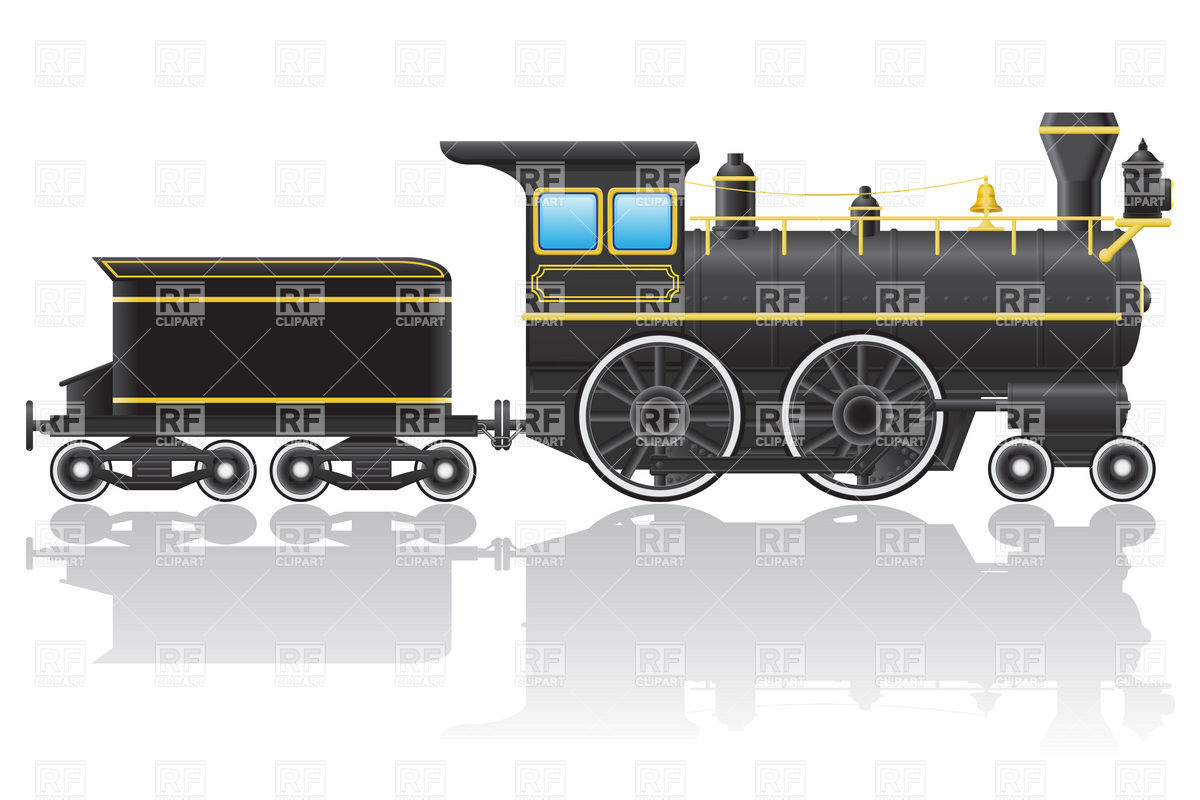 Old Steam Locomotive   Side View Download Royalty Free Vector Clipart
