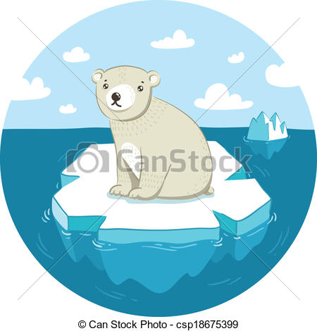Sad Polar Bear Clipart Vector   Sad Polar Bear Sitting On Ice Floe