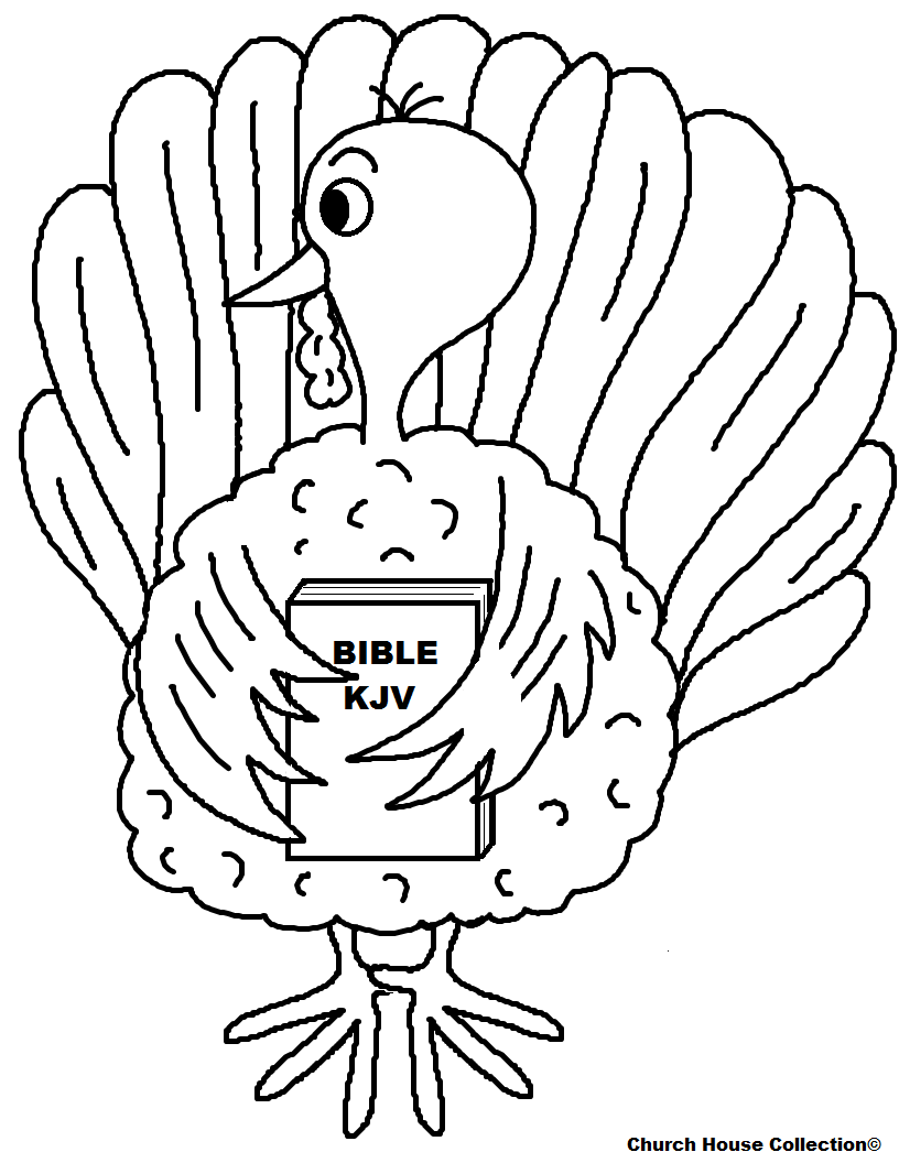 Turkey Coloring Page  Black And White   Printable Version