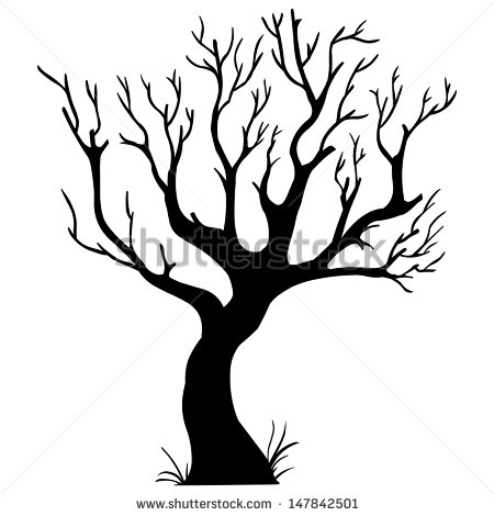Vector Black Silhouette Of A Bare Tree   Stock Vector