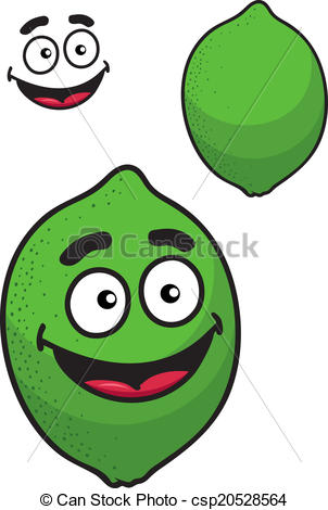 Vector   Fresh Tangy Green Cartoon Lime Or Lemon   Stock Illustration