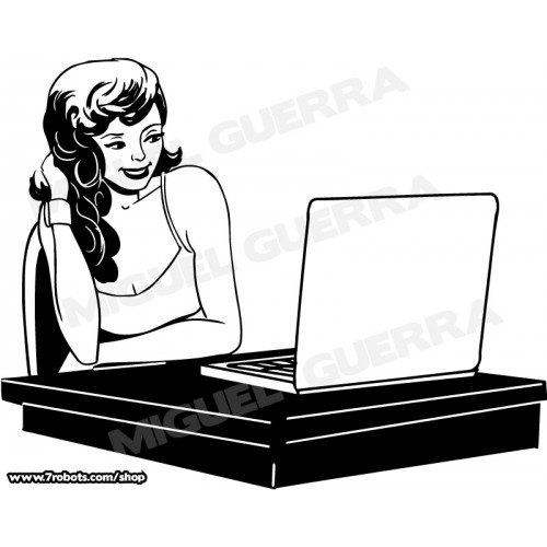 Woman At Desk Clipart Laptop Clipart