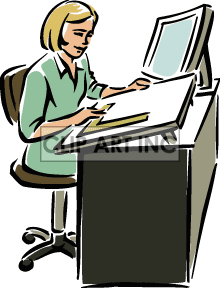 Woman Sitting At A Desk   Clipart Panda   Free Clipart Images