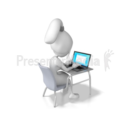 Woman Working Laptop Desk   Education And School   Great Clipart For