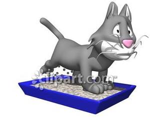 2d Cat Using The Litter Box Royalty Free Clipart Picture