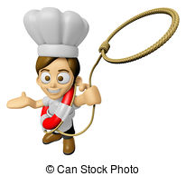 3d Chef Man Mascot Is Throwing A Lifeline  Work And Job Character    