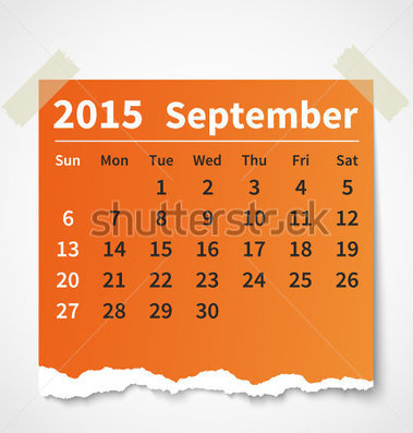 Calendar September 2015 Colorful Torn Vector Illustration Stock Vector