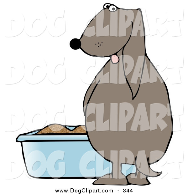 Clip Art Of A Silly Dog Urinating In A Litter Box By Djart    344