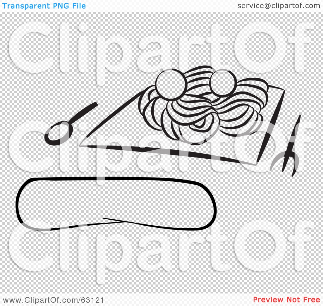 Clipart Illustration Of A Black And White Spaghetti And Meatballs Meal