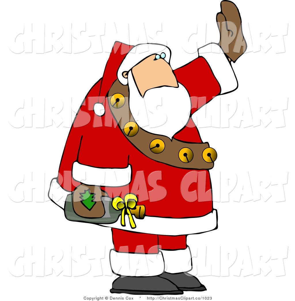Clipart Of A Drunk Santa Claus Waving While Holding A Festive Bottle