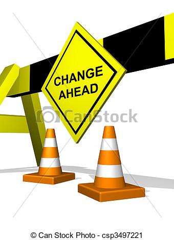 Clipart Of Change Ahead   Road Block Warning On Future Changes