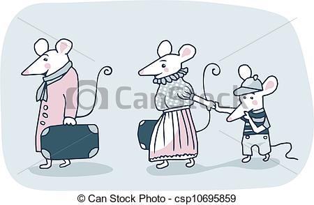 Clipart Vector Of Mice Family   Cartoon Of A White Mice Family Moving