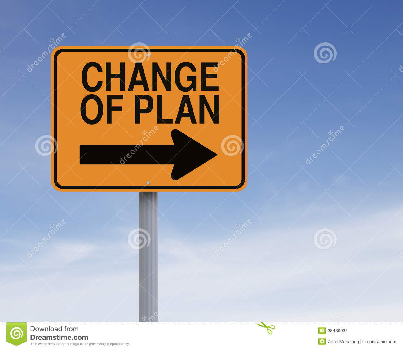 Conceptual Road Sign Indicating Change Of Plan