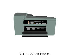 Fax Photocopier On Isolated Background