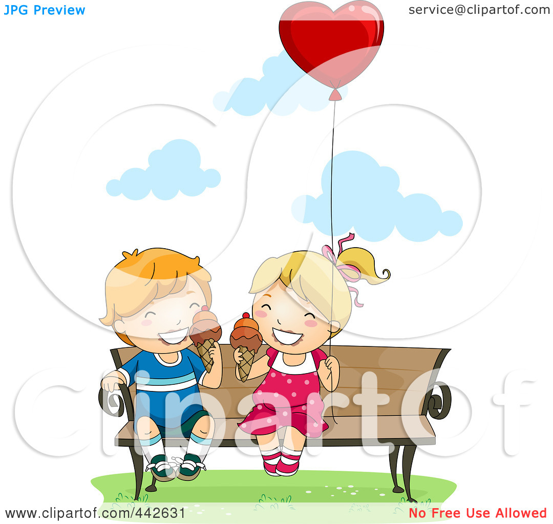 Free  Rf  Clip Art Illustration Of A Boy And Girl Eating Ice Cream