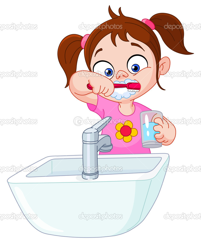 Girl Brushing Teeth   Stock Vector   Yayayoyo  6902169