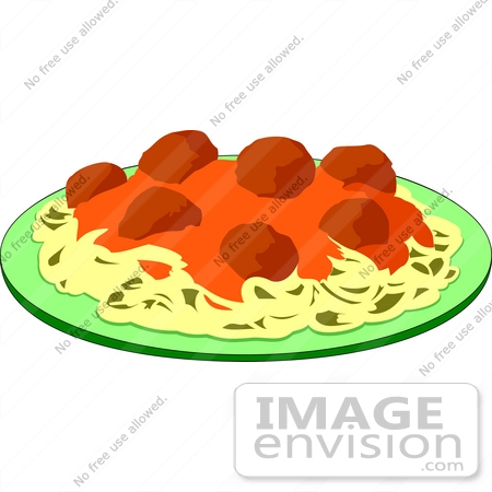 Meal Of Spaghetti And Meatballs Topped With Marinara Sauce Clipart By