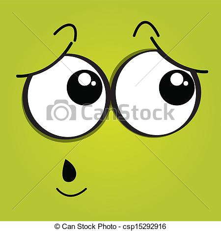Nervous Face Expression On Green Background