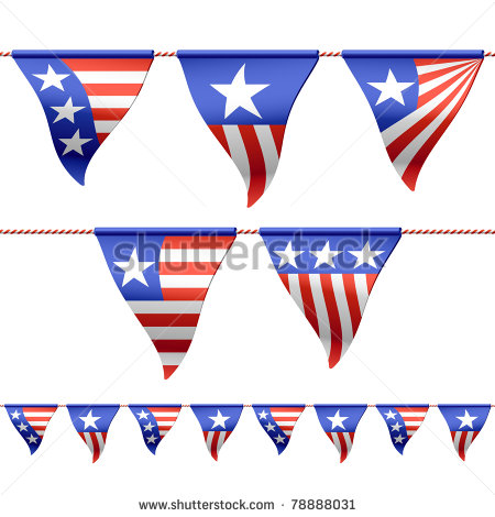 Patriotic Bunting Flags  Seamless Vector  Horizontally     Stock    