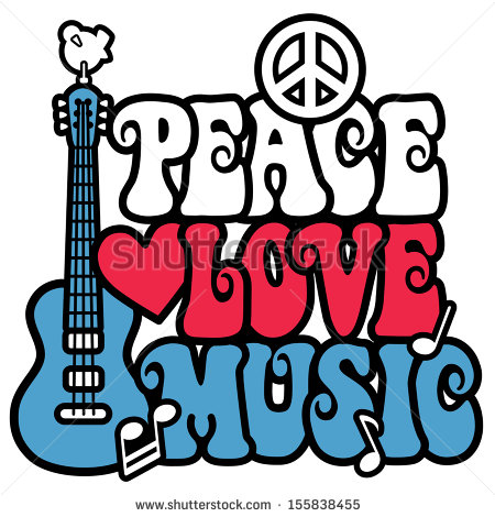 Peace Love Music Text Design With Peace Symbol Guitardove Heart And    