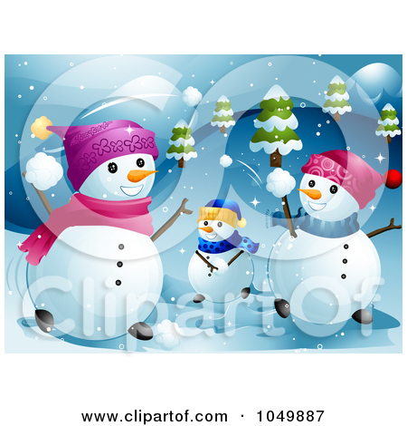 Snowman Snowball Fight Clipart Royalty Free Clipart