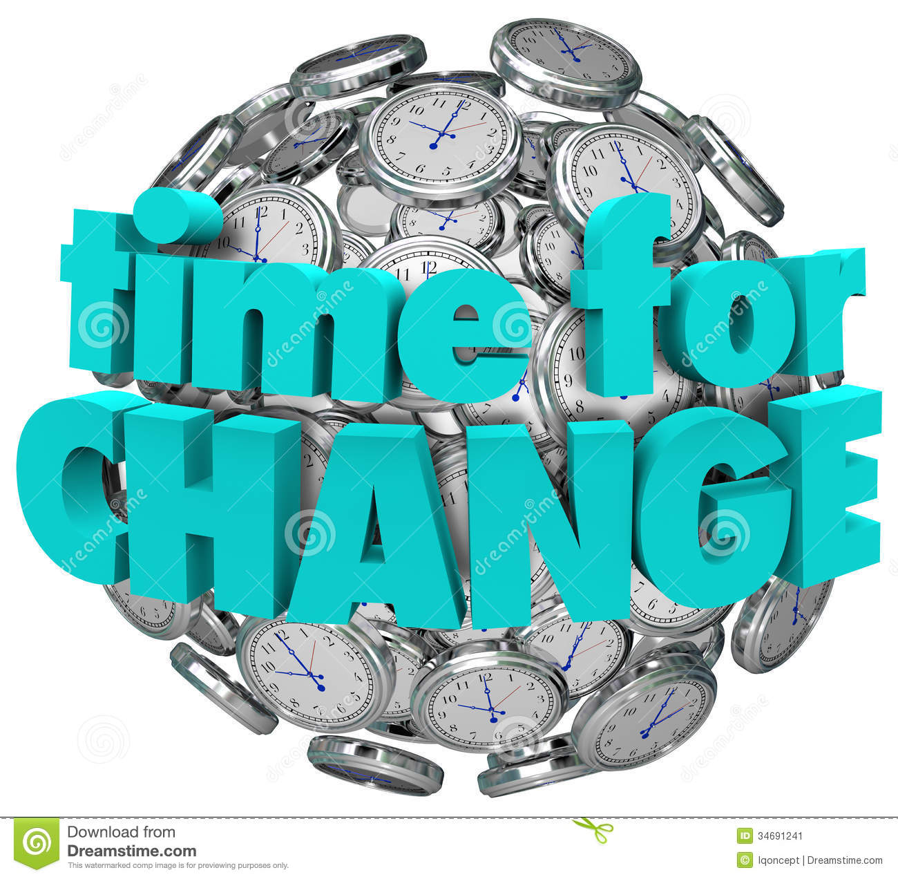 Time For Change Clocks Ball Sphere Innovative Improvement Stock Image    