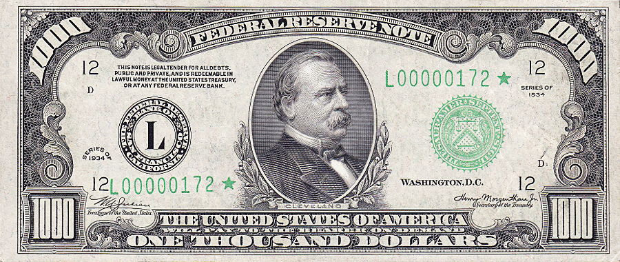 Us Currency Us Currency Large One Thousand Dollar Bill 1934 Jpg Html